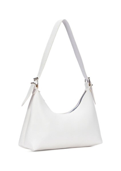 Kadın Baget El Kol ve Omuz Çantası Beyaz Suni Deri Suya Dayanıklı Orta Boy