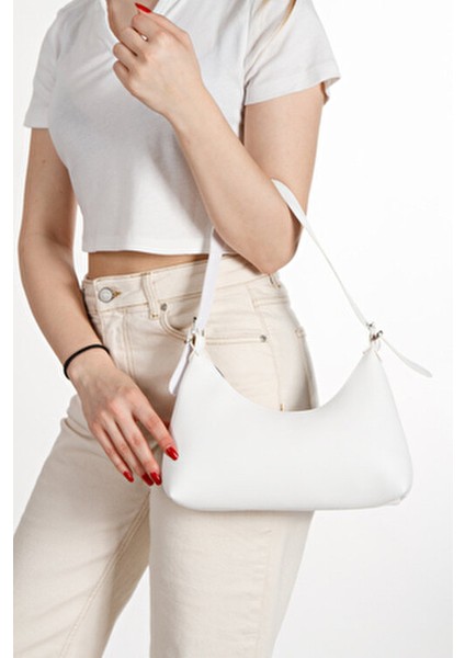 Kadın Baget El Kol ve Omuz Çantası Beyaz Suni Deri Suya Dayanıklı Orta Boy fırsatları
