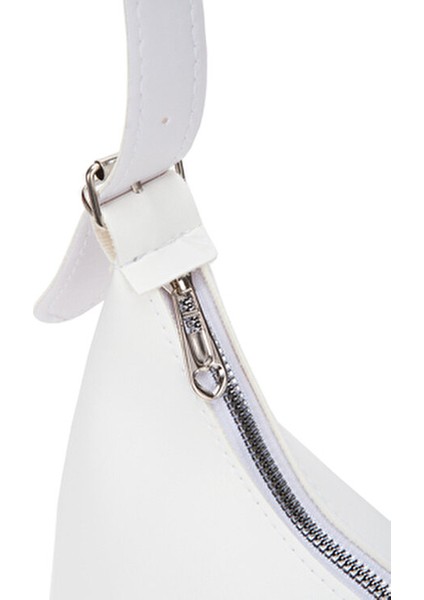 Kadın Baget El Kol ve Omuz Çantası Beyaz Suni Deri Suya Dayanıklı Orta Boy
