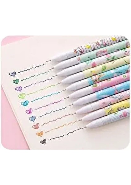 10 Lu Unicorn-Flamingo Renkli Jel Kalem Seti