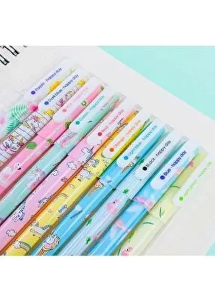 10 Lu Unicorn-Flamingo Renkli Jel Kalem Seti fiyatları