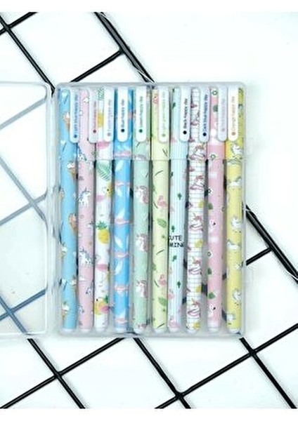 10 Lu Unicorn-Flamingo Renkli Jel Kalem Seti modelleri