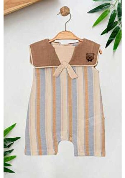 Bebek/çocuk Ayıcıklı Pelerin Yakalı Ham Keten Kumaş Tulum Yazlık Kolsuz 0-3-6-9-12AYLIK modelleri
