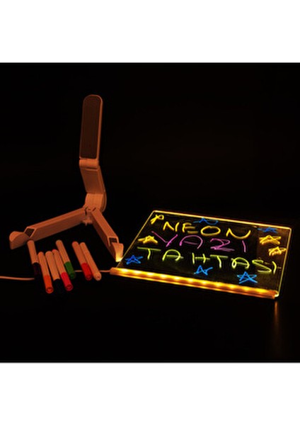 20X20 cm LED Neon Işıklı Şeffaf Yazı Tahtası Seti fırsatları