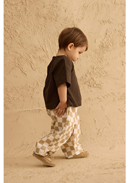 Nakışlı Oversize Keten Gömlek Acı Kahve