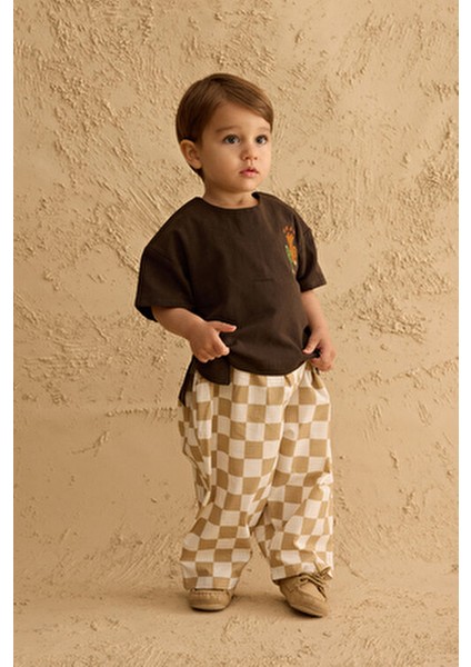 Nakışlı Oversize Keten Gömlek Acı Kahve fiyatları