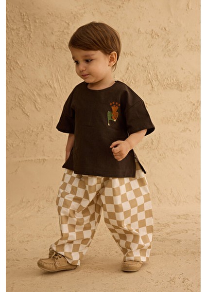 Nakışlı Oversize Keten Gömlek Acı Kahve modelleri