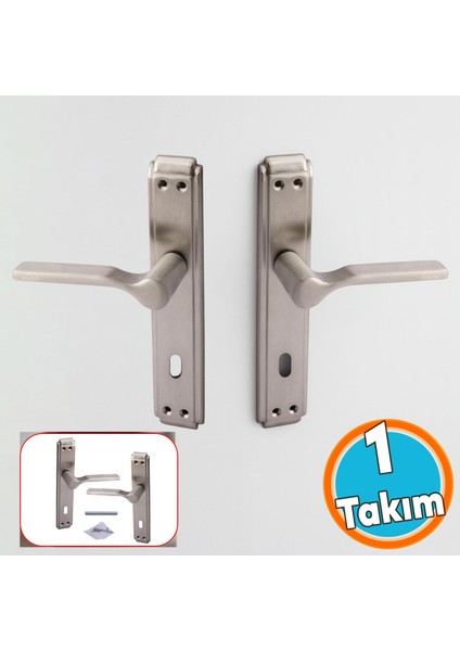 Kapı Kolu Iç Oda Aynalı Sağa Sola Uygun Saten Renk Dış Ahşap Pvc Metal Çelik Kapısı Tutamağı 1 Takım