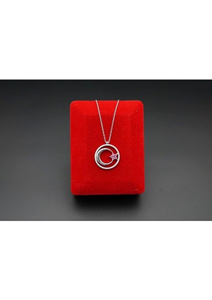 925 Ayar Gümüş Ay Yıldız Kadın Kolye SK00058