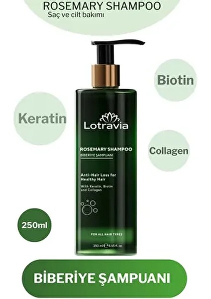 Biberiye Şampuanı | Saç Dökülmesine Karşı | Biotin, Keratin ve Kolajen Içerikli 250 ml