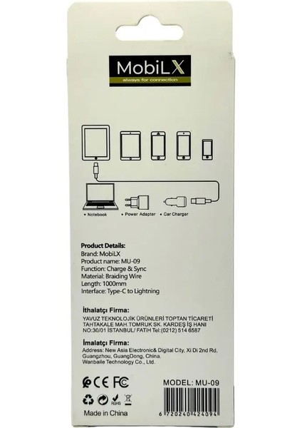 Mobilx Mu-09 27W Örgülü Işıklı Type-C To Lightning Hızlı Şarj ve Data Kablosu (1m) modelleri
