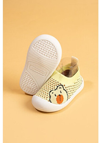 Sakow Çocuk Bebek Ortopedik Esnek, Rahat Hafif Kaymaz Taban Sarı Ilk Adım Spor Ayakkabı