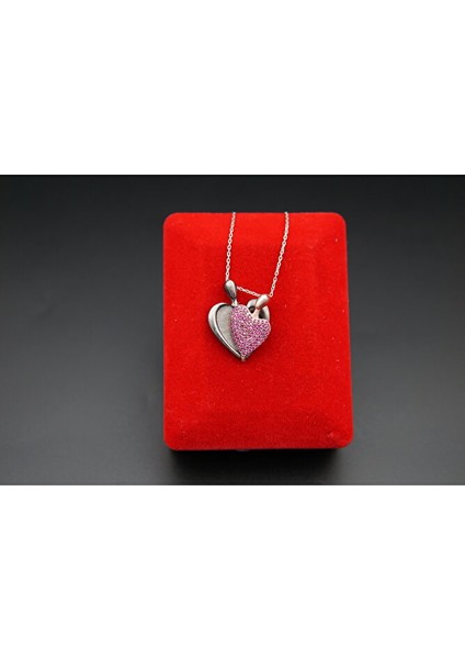 925 Ayar Gümüş Iç Içe Geçmeli Kalp Kadın Kolye SK00060 fiyatları