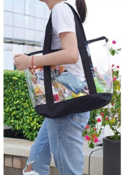 Şeffaf Su Geçirmez Plaj Çantası Yaz Koleksiyonu Fermuarlı Kadın Deniz Çantası modelleri
