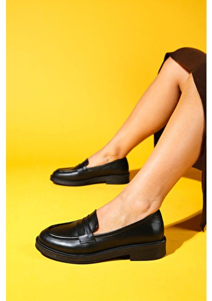 Siyah Hakiki Deri Kadın Loafer Ayakkabı Gerçek Deri Kadın Makosen Ofis ve Günlük Kolej Ayakkabısı fiyatları