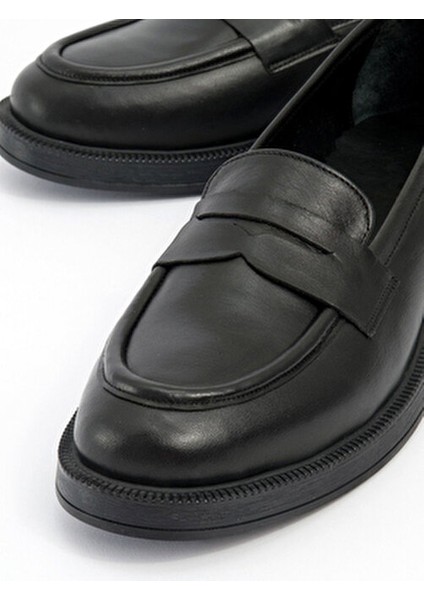Siyah Hakiki Deri Kadın Loafer Ayakkabı Gerçek Deri Kadın Makosen Ofis ve Günlük Kolej Ayakkabısı indirimleri
