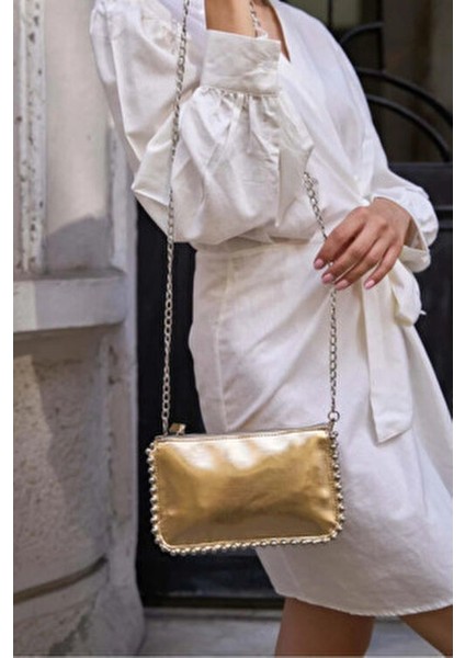 Boncuklu Kadın Çanta,küçük Boy Zincir Çapraz Askılı Kadın Kol Omuz Çantası modelleri