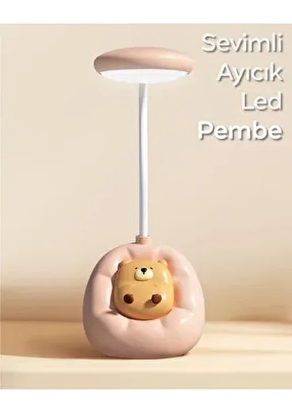Sevimli Uyuyan Ayıcık Masaüstü LED Lamba Hediyelik Kitap Okuma Gece Lambası Baş Ucu