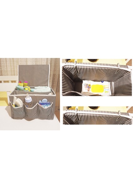 Tutturma Aparatlı Bebek Beşik Başucu Düzenleyici Kapaklı 5 Bölmeli Organizer