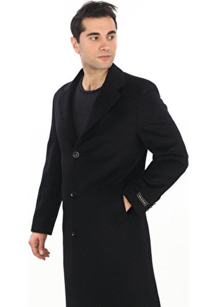 1080 Erkek Siyah Ceket Yaka Uzun Palto fiyatları