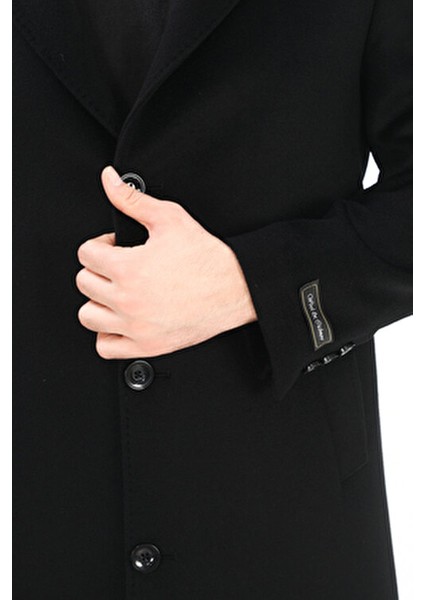 1080 Erkek Siyah Ceket Yaka Uzun Palto fırsatları