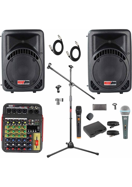 Ample Little Paket-2 Aktif Hoparlör ve Mixer Full Ses Sistemi Seti