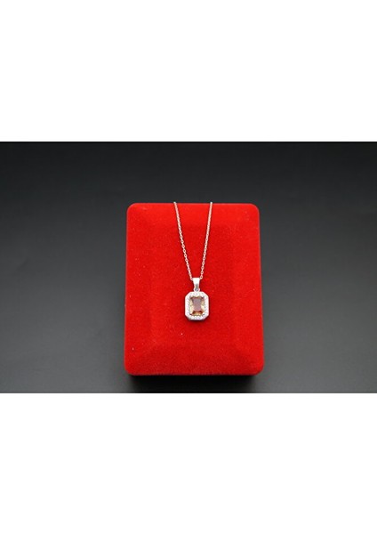 925 Ayar Gümüş Kare Baget Zultanit Kadın Kolye SK00064