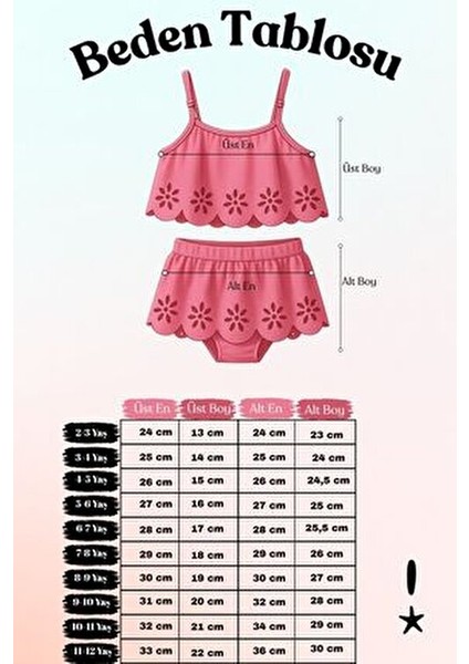 Kız Çocuk Bikini Takımı Pembe Renk Çiçek Desenli Dokuma Kumaş 2 Parça fırsatları