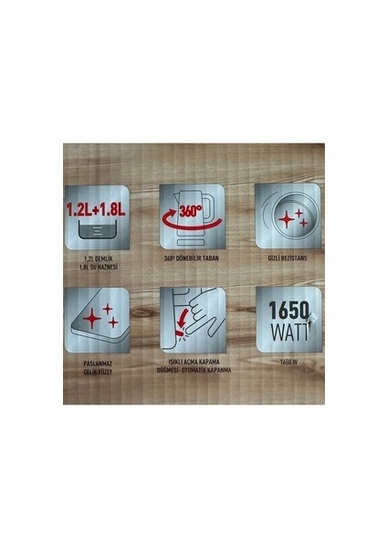 Magic Tea Xl Hacim 1,2 Litre Çaydanlık, 1,8 Litre 1650 Watt Paslanmaz Çelik Çay Makinesi indirimleri