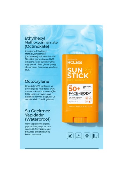 Sun Stick Su Geçirmez Spf 50+ Yüksek Korumalı Stick Güneş Kremi 20 gr indirimleri