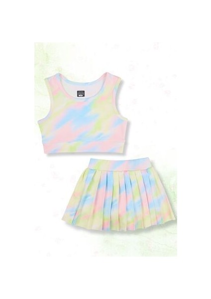 Batik Desenli Şort Etekli Crop Kız Çocuk Sporcu Takım fiyatları