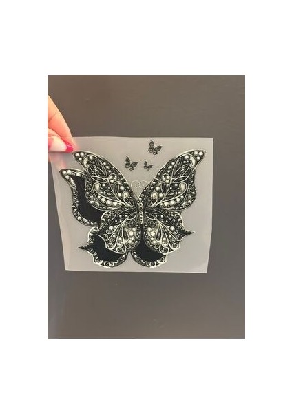 11X11 cm Ütü Ile Yapışan Siyah Kelebek Transfer Baskı Arma modelleri