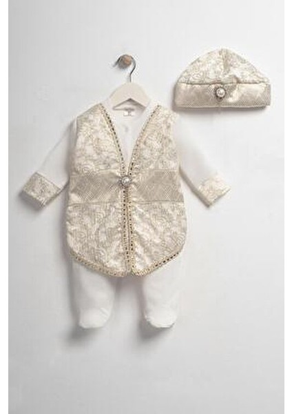 Erkek Bebek Mevlütlük ve Sünnetlik Tulum ve Şapka Seti – Altın Işlemeli Özel Olaylar İçin fiyatları