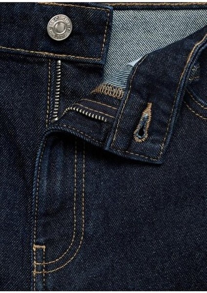 Yüksek Bel Düz Kesim Denim Şort