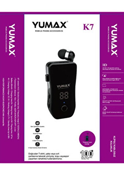 Kablosuz Bluetooth 5.2 Kulaklık K7 | Hd Ses | Gürültü Azaltma | Type-C Hızlı Şarj |100 Saat Bekleme
