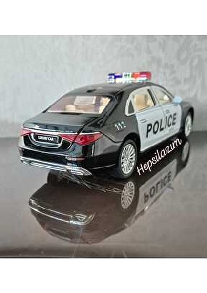 Metal Oyuncak Polis Araba Mercedes Maybach Model Araç Sesli Işıklı Çekbırak Diecast 23CM modelleri