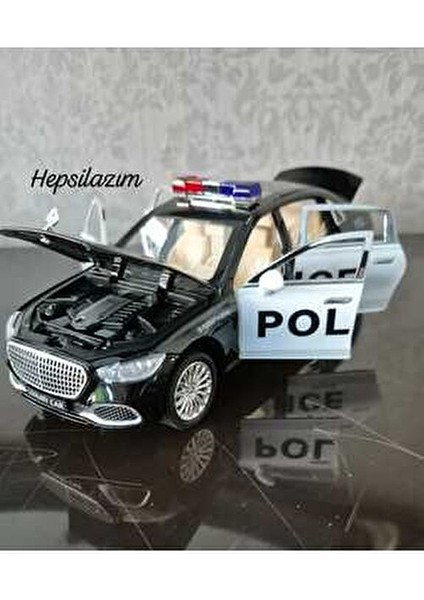 Metal Oyuncak Polis Araba Mercedes Maybach Model Araç Sesli Işıklı Çekbırak Diecast 23CM fırsatları