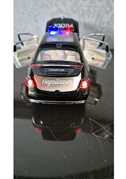 Metal Oyuncak Polis Araba Mercedes Maybach Model Araç Sesli Işıklı Çekbırak Diecast 23CM