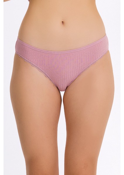 Kadın Dantel Detaylı Ince Çizgili Külot