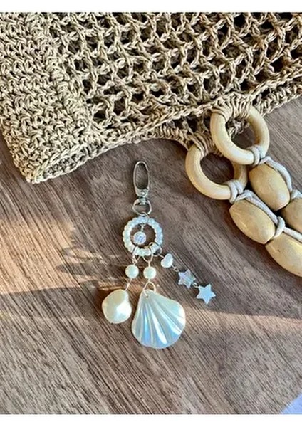 Deniz Temalı Incili Çanta Charmı Kadınlar İçin Renkli Desenli Yaz Aksesuarı