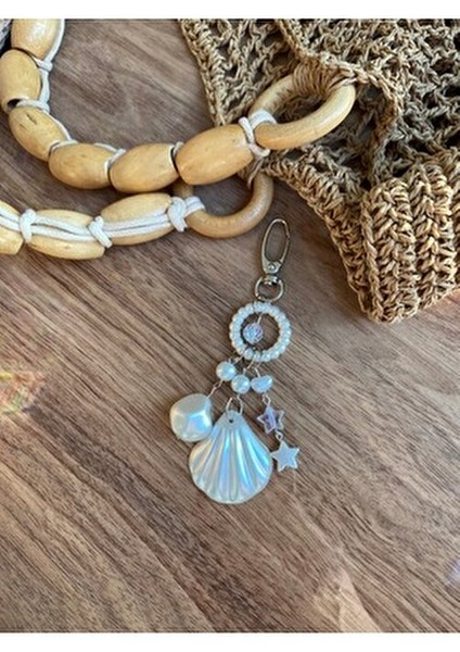 Deniz Temalı Incili Çanta Charmı Kadınlar İçin Renkli Desenli Yaz Aksesuarı modelleri