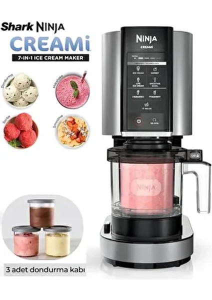 Ice Cream Maker - Dondurma Makinesi, Milkshake, Gelato, Bpa Içermez, Sorbe, Parçacıklı Karışım