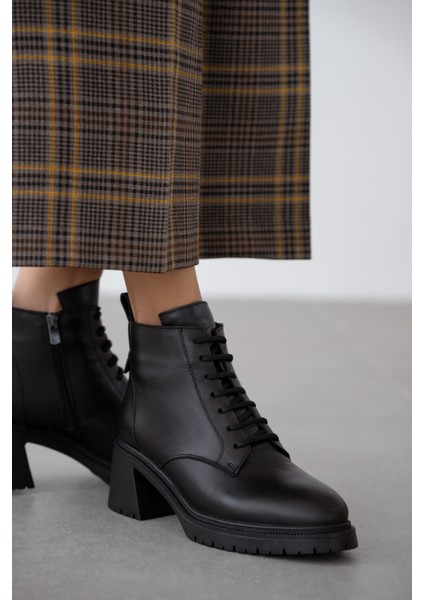 Dorin Hakiki Deri Bağcık Detaylı Kadın Bot- Siyah fiyatları
