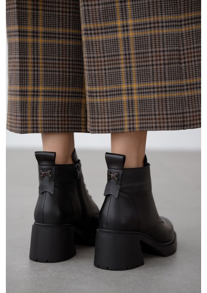 Dorin Hakiki Deri Bağcık Detaylı Kadın Bot- Siyah fırsatları