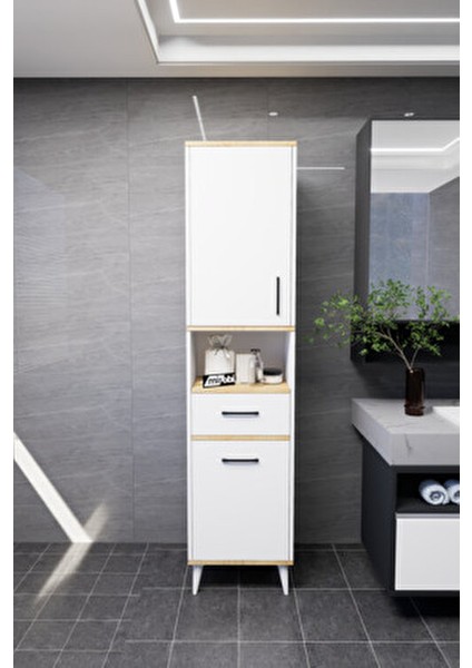 Lula Çok Amaçlı Dolap Banyo Dolabı Kirli Çamaşır Sepeti Dolabı Beyaz modelleri