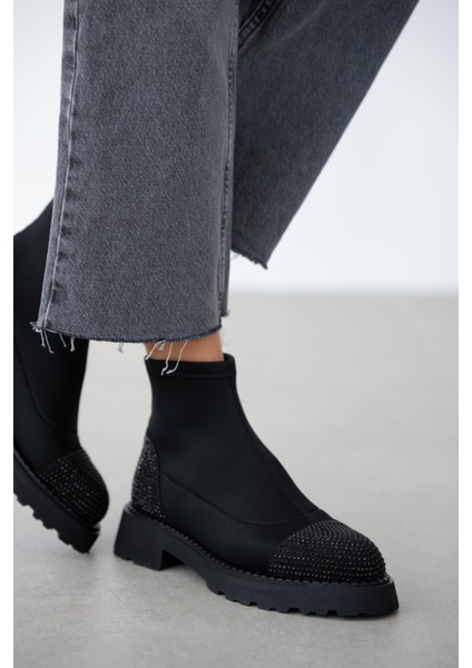 Nova Ön Sim Taş Detaylı Kadın Bot-Siyah fiyatları