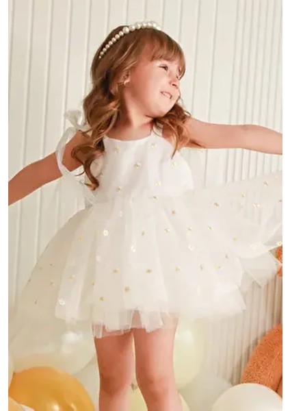 Kız Bebek Elbise Kız Çocuk Elbise Doğum Günü Parti Düğün Elbise Askılı Astarlı Papatya Elbise