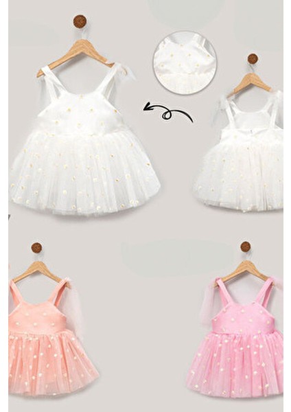 Kız Bebek Elbise Kız Çocuk Elbise Doğum Günü Parti Düğün Elbise Askılı Astarlı Papatya Elbise