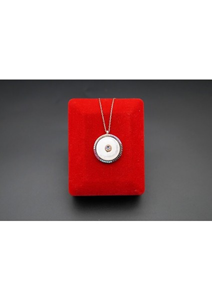 925 Ayar Sedefli Yuvarlak Kadın Kolye SK00070