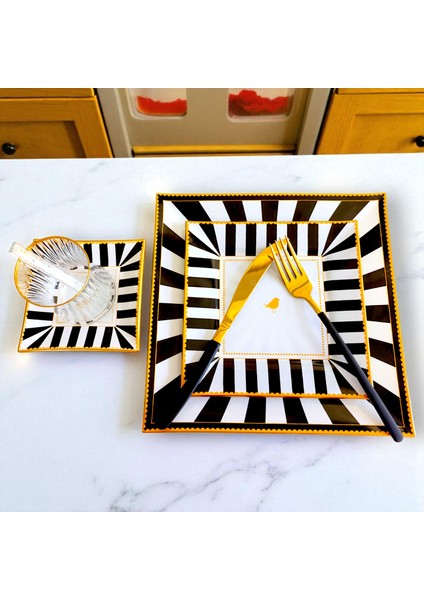 Ivon Black Kare Opal 34 Parça Çay Pasta Ikram Takımı modelleri